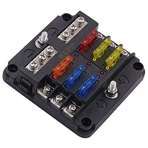 WUPP 12 Volt Fuse Block, 6 Circuits, 12-24V