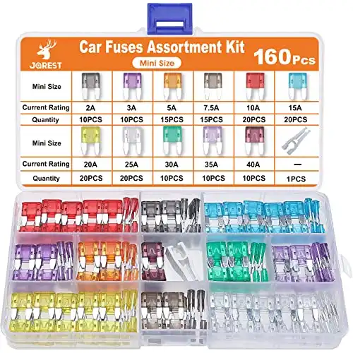 JOREST 160Pcs Car Mini Blade Fuse Kit